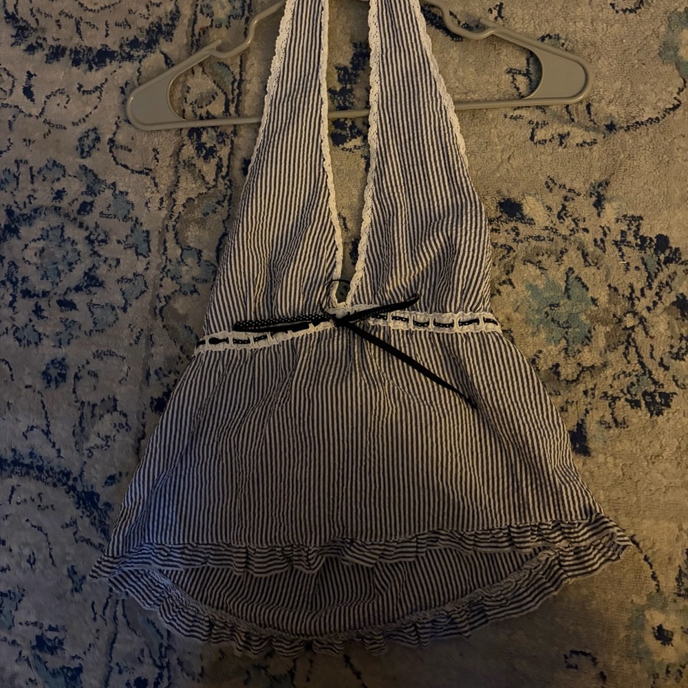 PacSun blue and white striped halter top